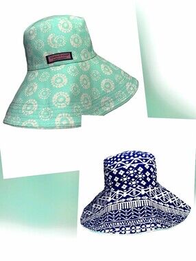 Vineyard Vines Reversible Bucket Hat EUC 100% Cotton Canvas OS